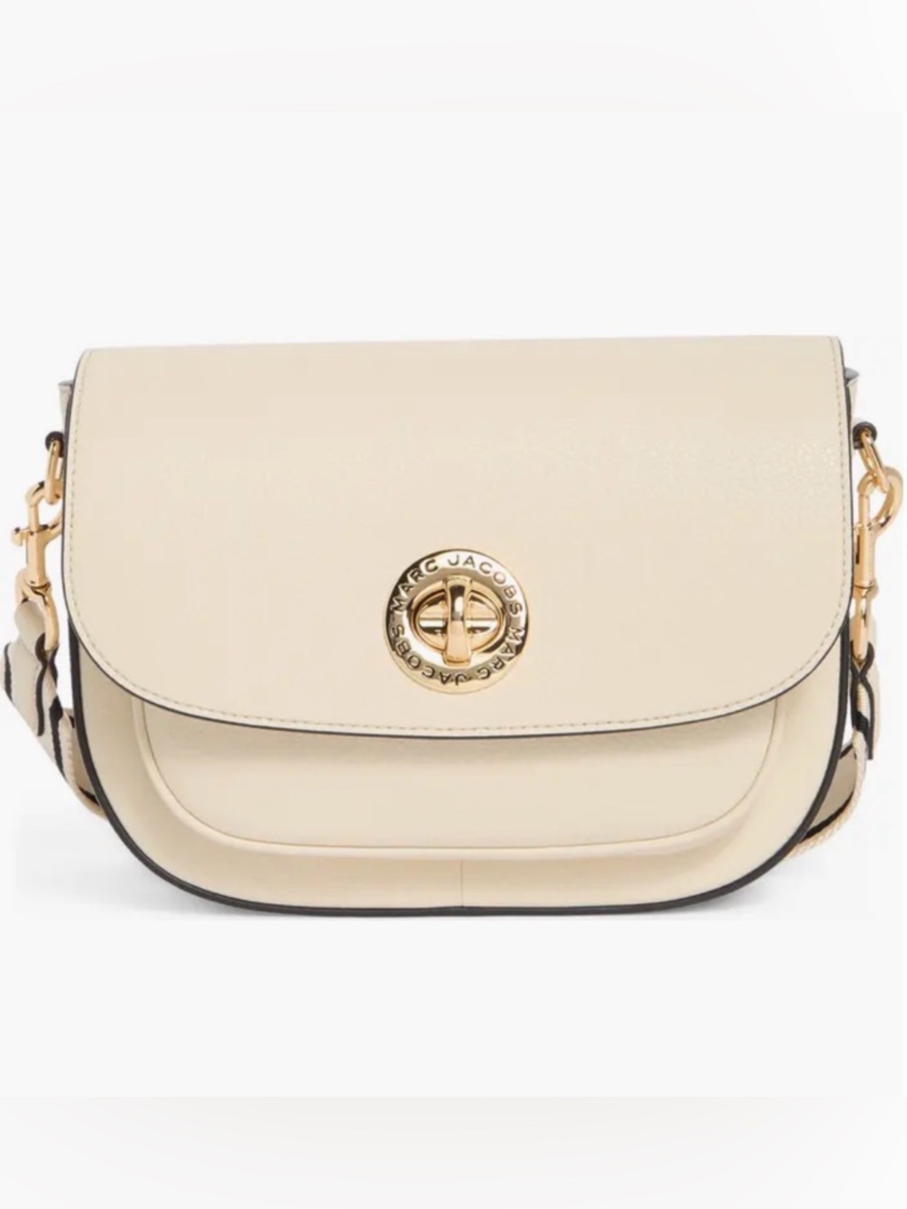Marc Jacobs Cream Leather Turn-Lock Crossbody Bag